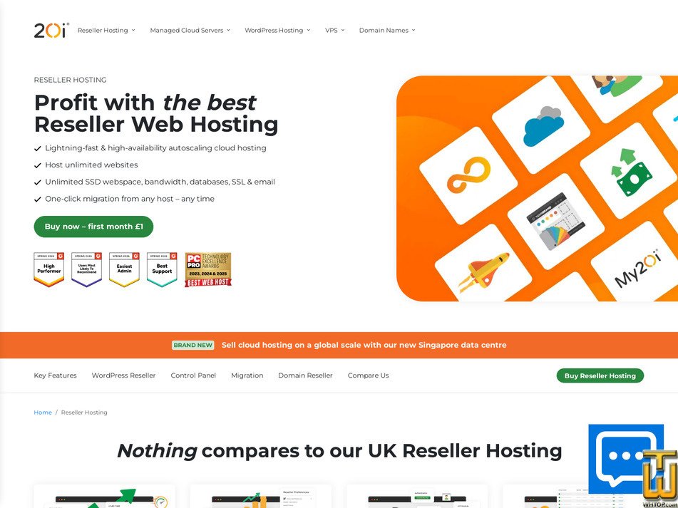 screenshot of Reseller Unlimited (UK) from 20i.com