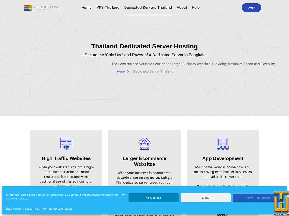 Taken on 30 July, 2026 screenshot of Business Dedicated Server Thailand from 21st-thailand.com