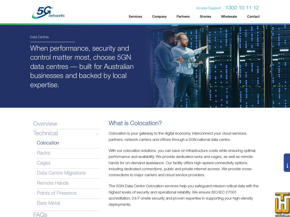 Taken on 23 September, 2026 screenshot of Colocation from 5gnetworks.au