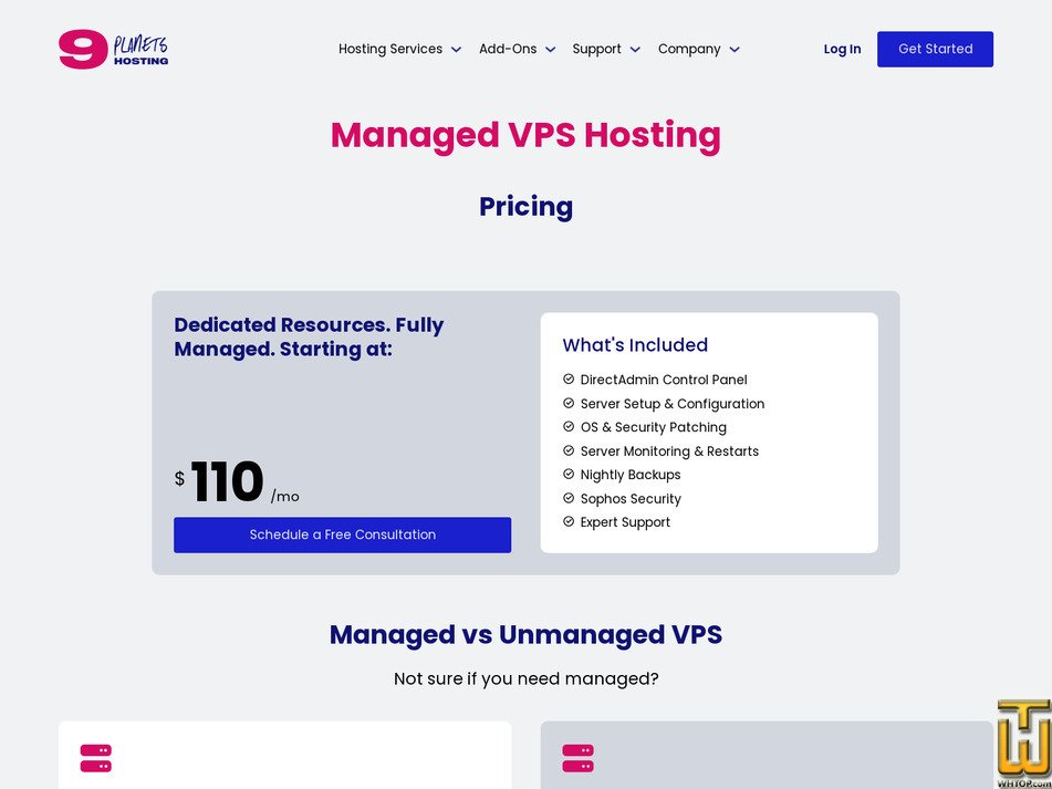 Taken on 11 October, 2026 screenshot of Managed VPS from 9planetsdesign.com
