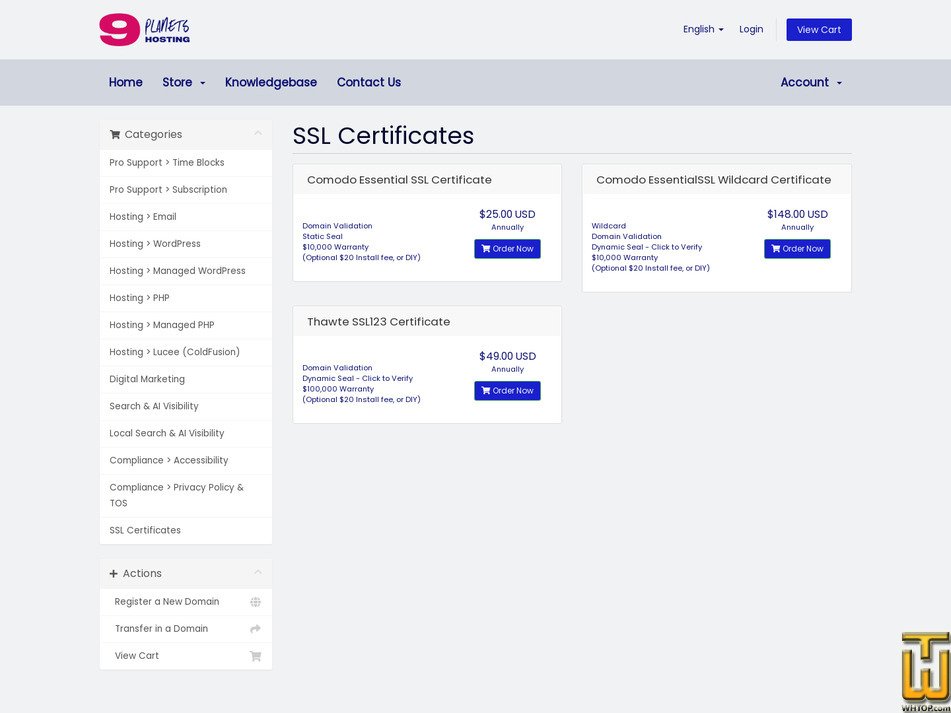 Taken on 11 October, 2026 screenshot of Comodo EssentialSSL Wildcard Certificate from 9planetsdesign.com