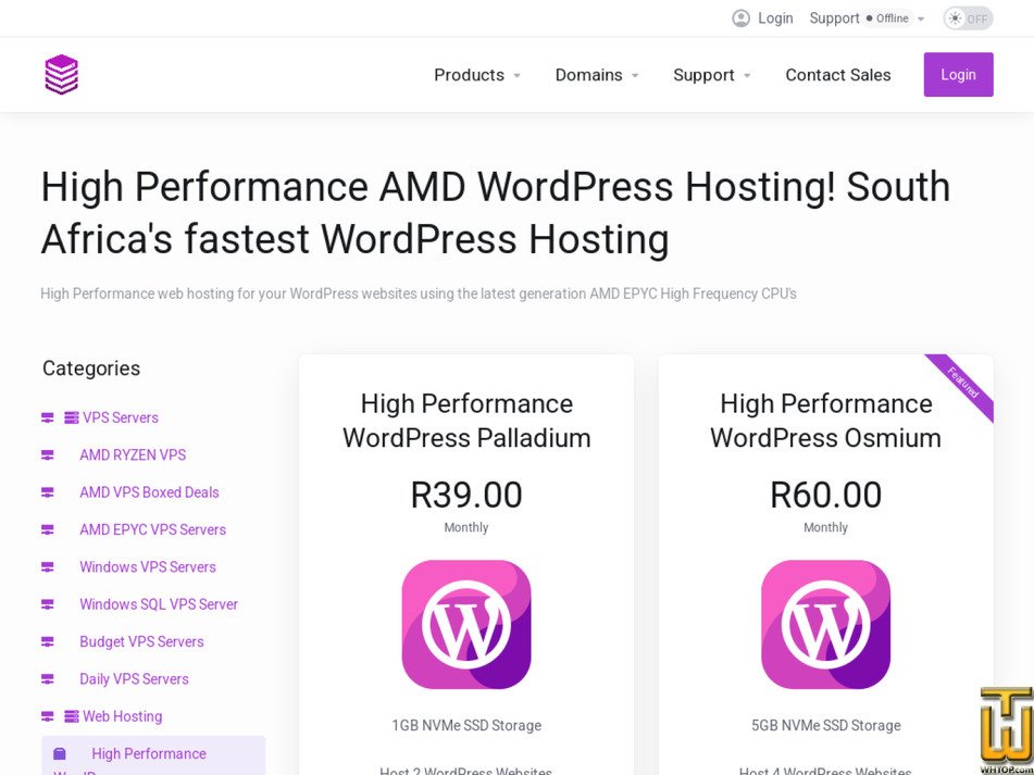 Taken on 13 May, 2026 screenshot of High Performance Ruthenium from absolutehosting.co.za