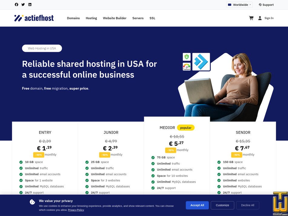 Taken on 16 February, 2026 screenshot of Senior from actiefhost.com