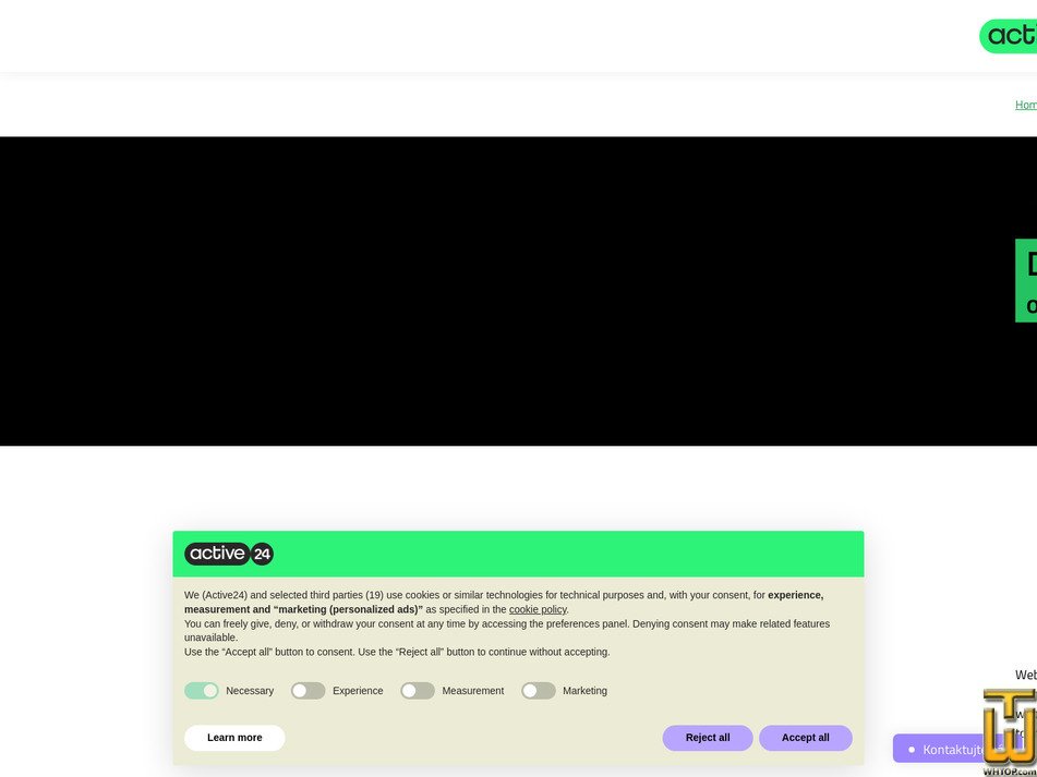 screenshot of WordPress, WooCommerce, Joomla from active24.cz