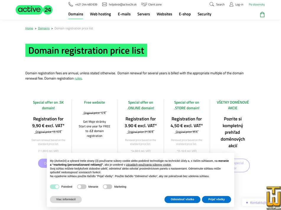 screenshot of .COM from active24.sk