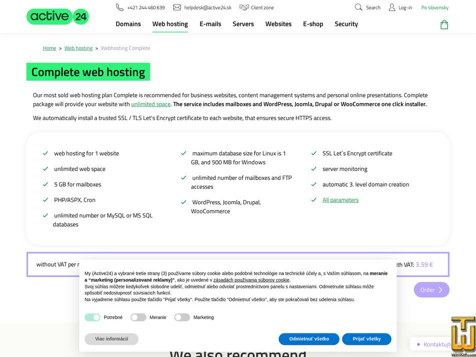 screenshot of Complete from active24.sk