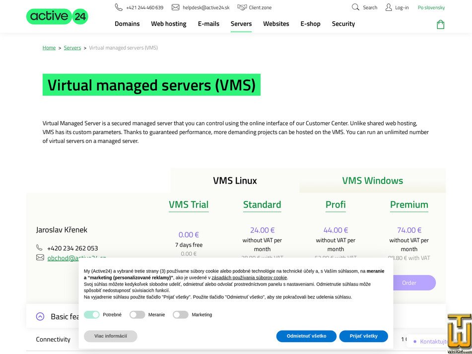 Taken on 20 January, 2026 screenshot of VMS Premium (Managed) from active24.sk