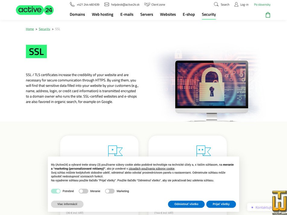 screenshot of Rapid SSL from active24.sk