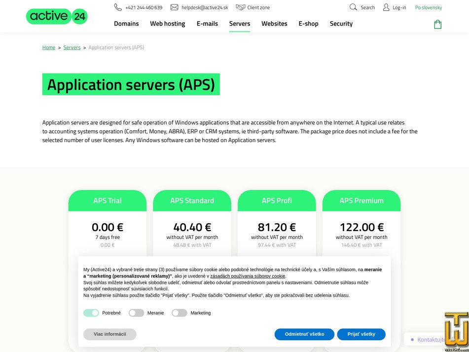 screenshot of APS Standard from active24.sk