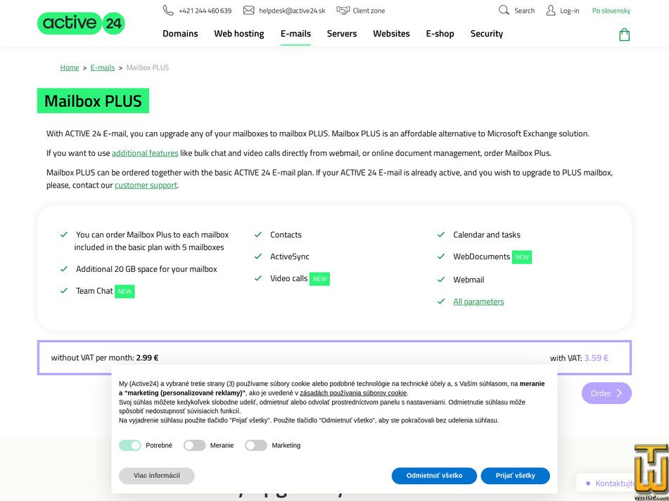 Taken on 20 January, 2026 screenshot of Mailbox PLUS from active24.sk