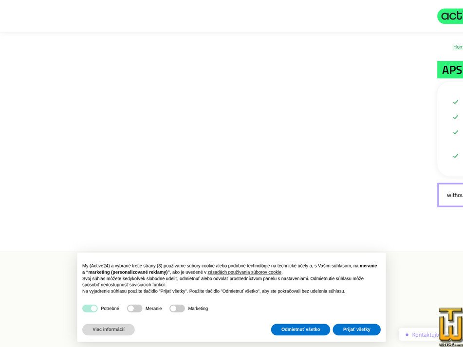 screenshot of APS Premium from active24.sk