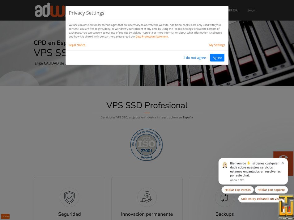 screenshot of VPS XS from adw.es