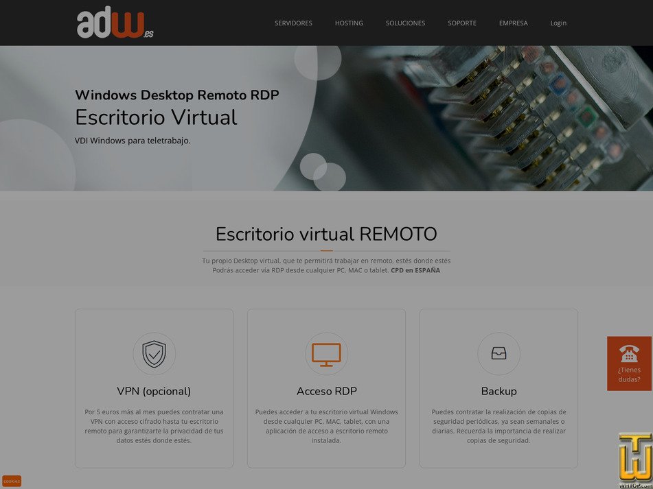 screenshot of Escritorio Virtual Windows Server from adw.es