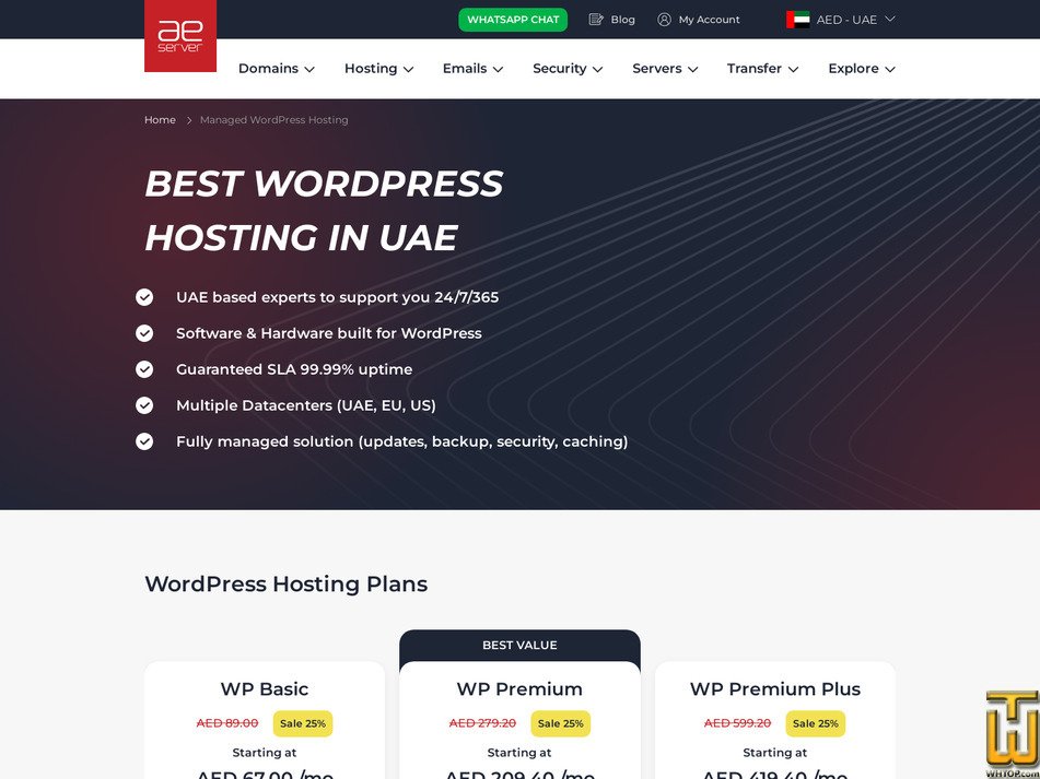 Taken on 29 January, 2026 screenshot of WP Basic - Managed WordPress from aeserver.com