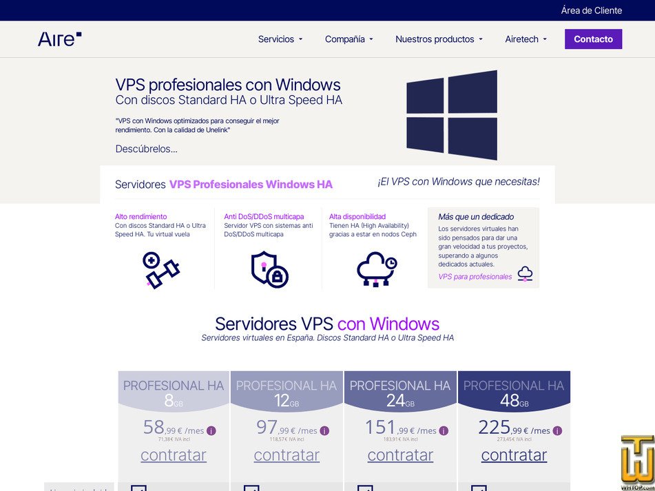 Taken on 22 April, 2026 screenshot of PROFESIONAL HA 48 GB Windows from airetech.es