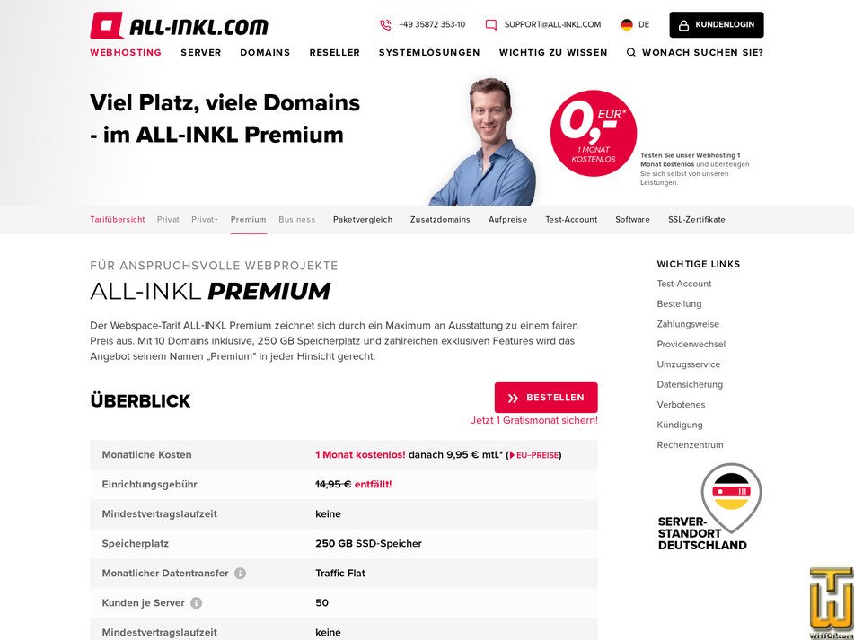 Taken on 4 April, 2026 screenshot of Premium from all-inkl.com