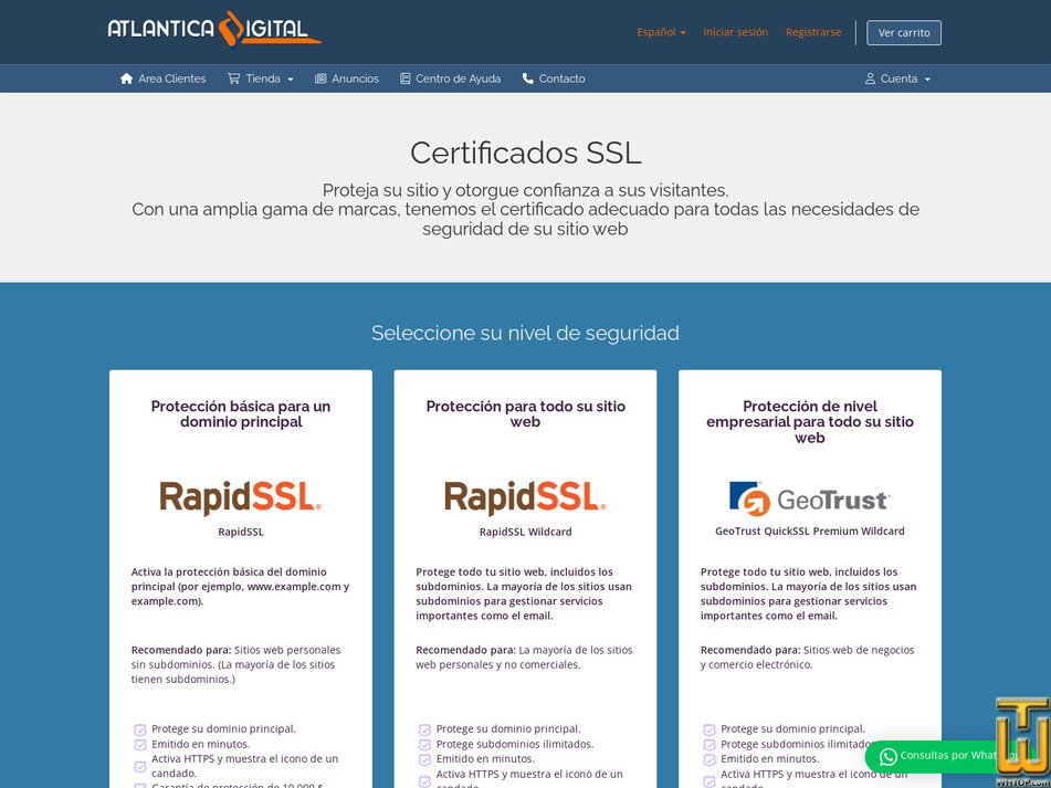 Taken on 8 September, 2026 screenshot of RapidSSL from atlanticadigital.net