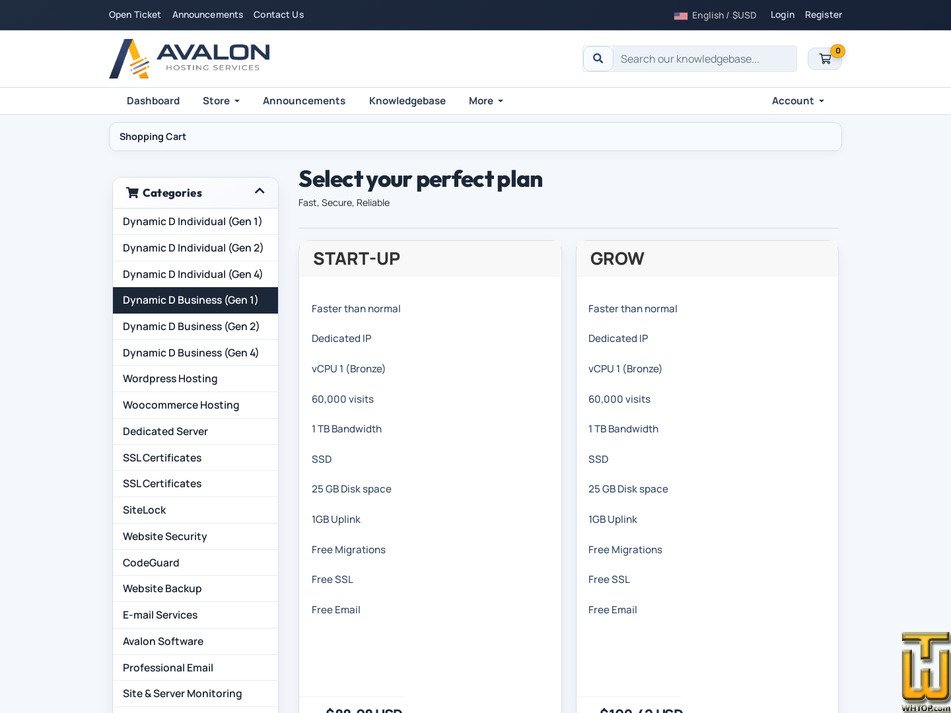 Taken on 18 June, 2026 screenshot of Business EXPAND Gen1 from avalonhosting.services