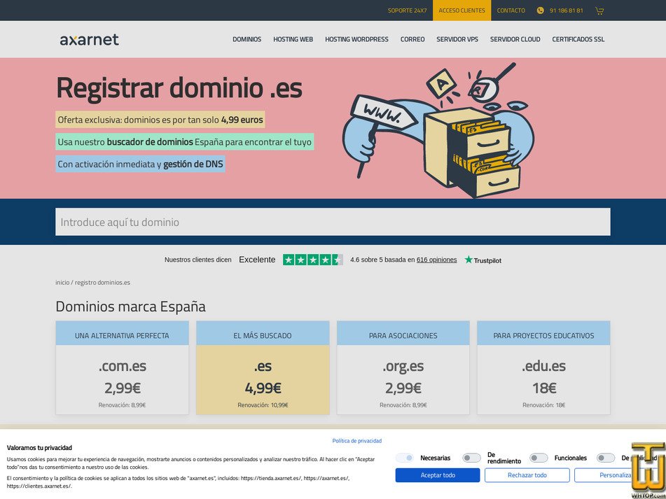 Taken on 12 March, 2026 screenshot of .es from axarnet.es