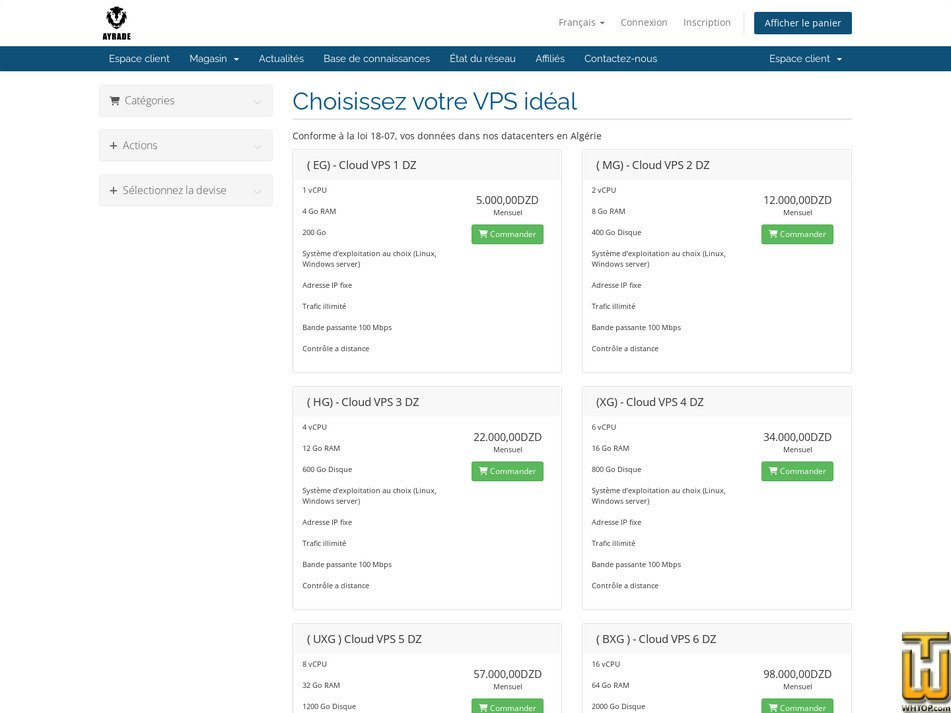 screenshot of (MG) - Cloud VPS 2 DZ from ayrade.com