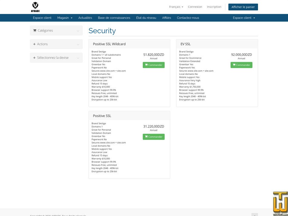 Taken on 27 July, 2026 screenshot of Positive SSL from ayrade.com