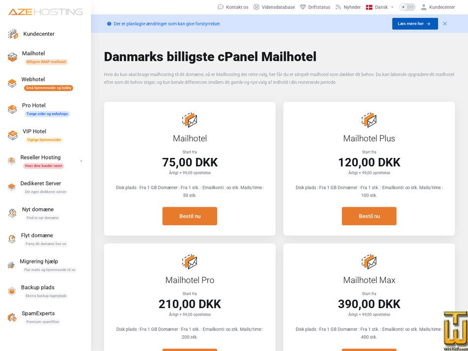 Taken on 5 May, 2026 screenshot of Mailhotel from azehosting.net