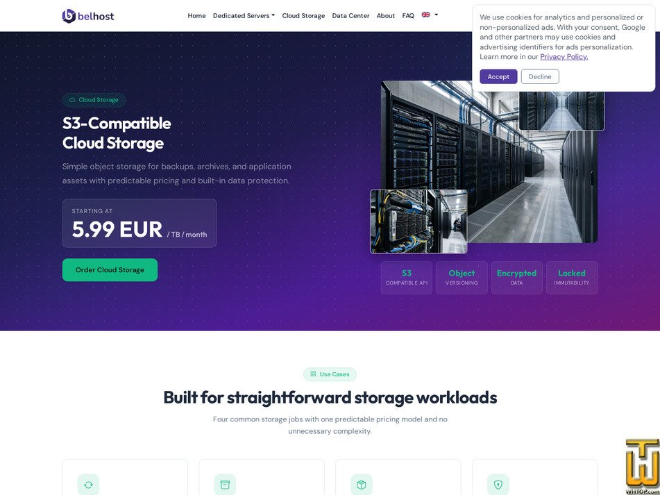 Taken on 17 June, 2026 screenshot of S3-Compatible Cloud Storage from belhost.com