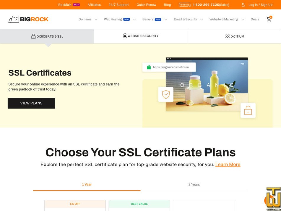 Taken on 1 October, 2026 screenshot of SSL Premium from bigrock.in