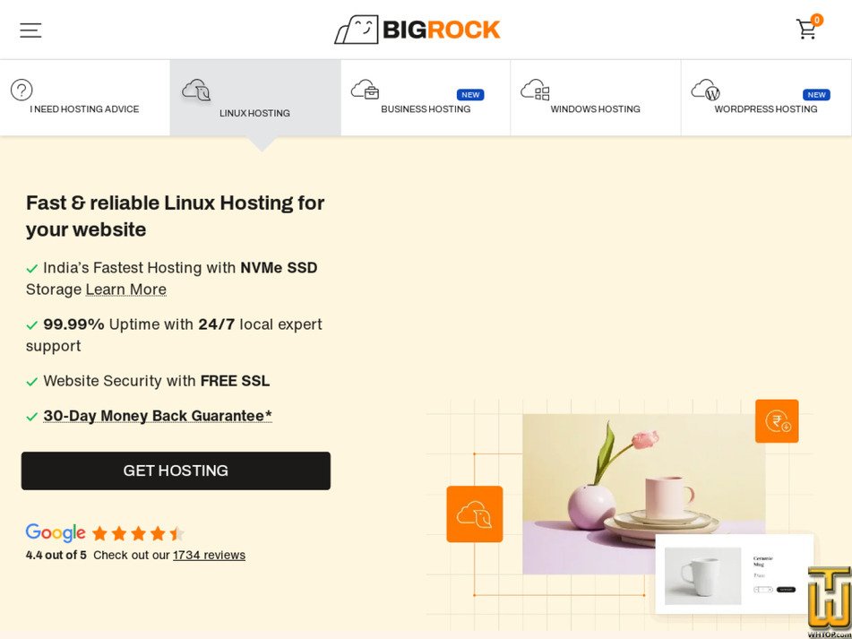 screenshot of Standard from bigrock.in