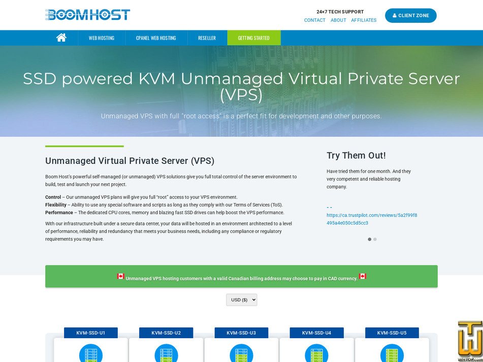 Taken on 3 October, 2026 screenshot of KVM-SSD-U1 from boomhost.com