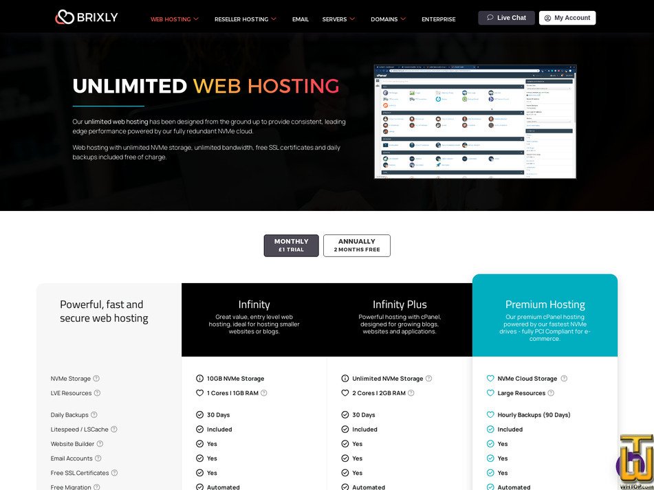 screenshot of Cloud Infinity from brixly.uk