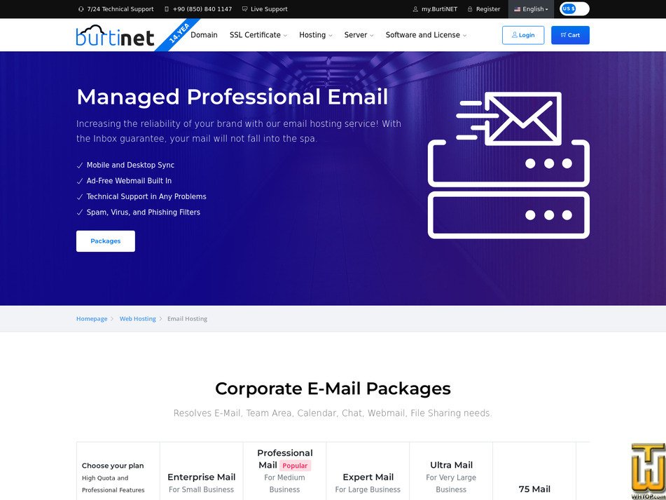 Taken on 25 January, 2026 screenshot of Professional Mail from burtinet.com