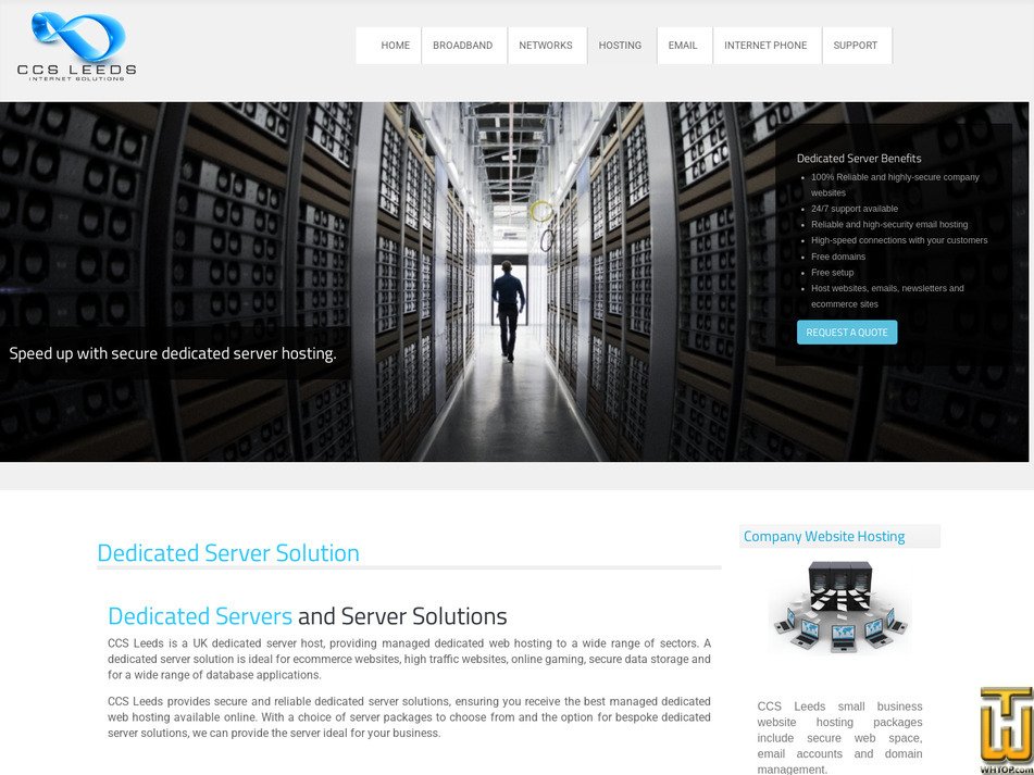 Taken on 16 July, 2026 screenshot of Dedicated Server Solution from ccsleeds.co.uk