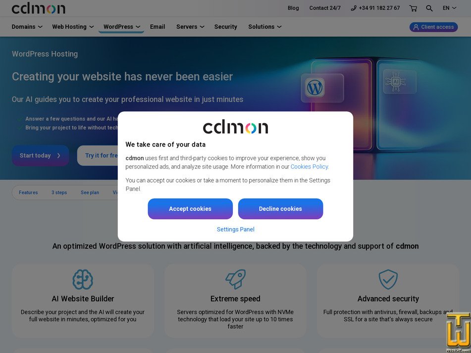 screenshot of Hosting WordPress from cdmon.com