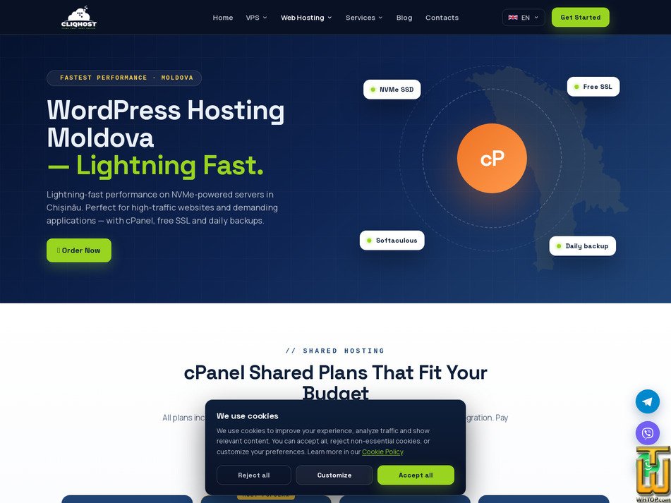 screenshot of Wordpress - 10 GB from cliqhost.com