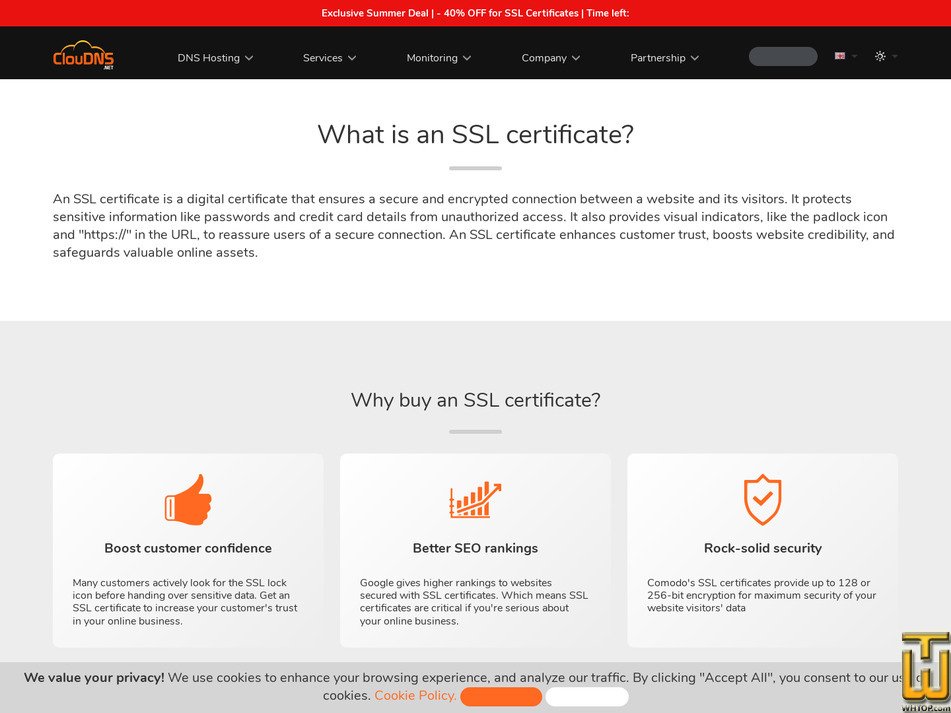 Taken on 19 June, 2026 screenshot of Positive SSL Wildcard from cloudns.net