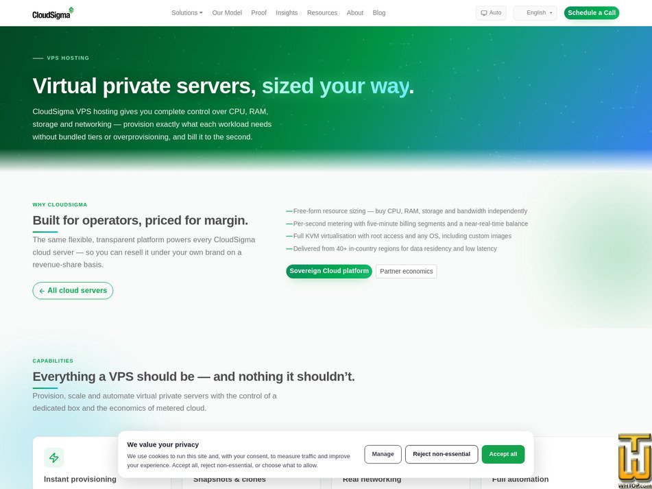 Taken on 5 July, 2026 screenshot of VPS Hosting from cloudsigma.com