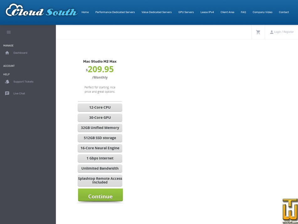 Taken on 24 August, 2026 screenshot of Mac Studio M2 Max from cloudsouth.com