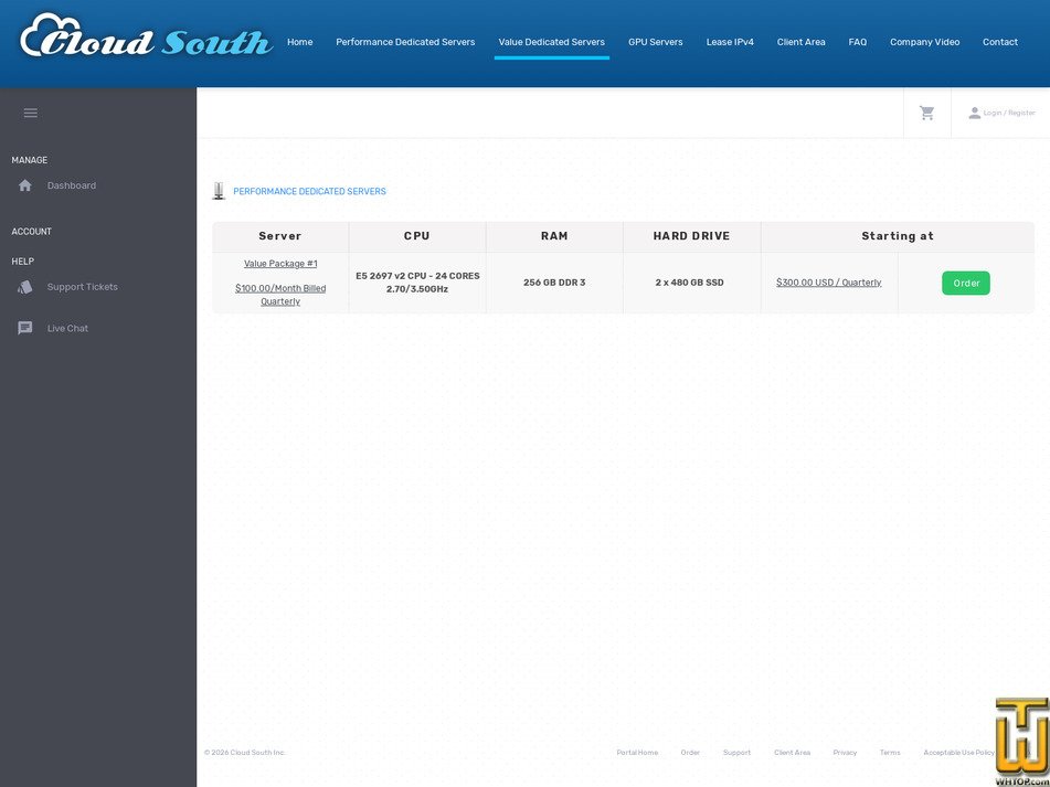 Taken on 24 August, 2026 screenshot of Value Package #1 from cloudsouth.com
