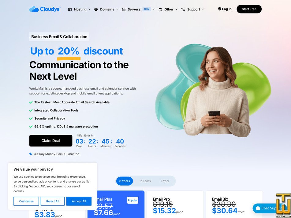 Taken on 20 March, 2026 screenshot of Email from cloudys.com