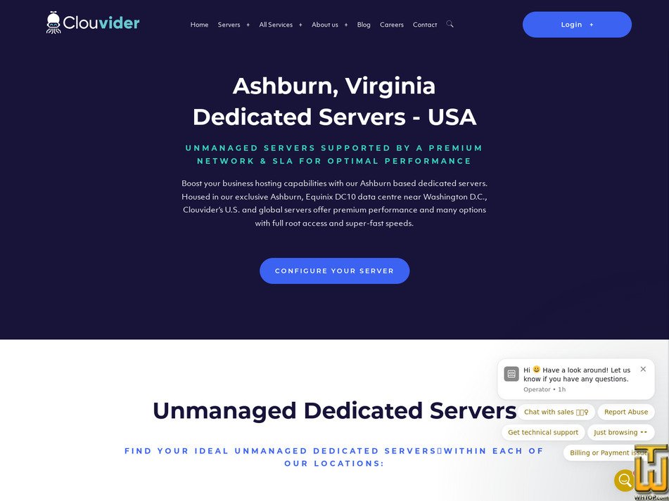 screenshot of Ashburn Unmetered E-2276G from clouvider.com