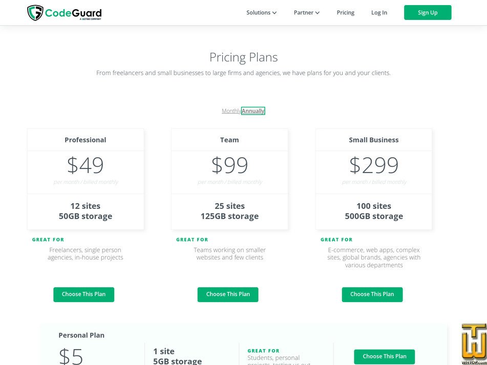 Taken on 3 August, 2026 screenshot of Small Business from codeguard.com