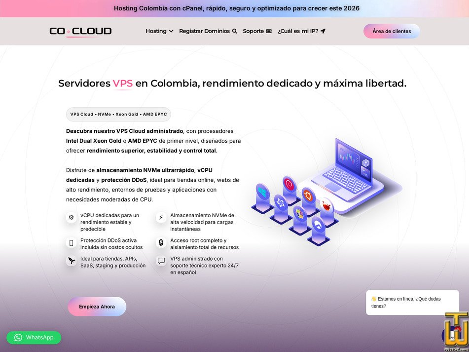 screenshot of VPS Cloud Basico from colombiacloud.co