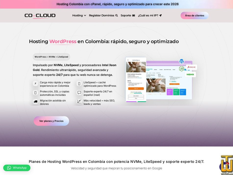 screenshot of WordPress Pro from colombiacloud.co