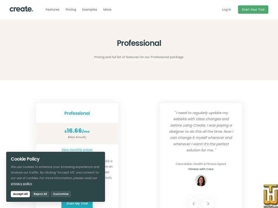 Taken on 11 June, 2026 screenshot of Professional from create.net