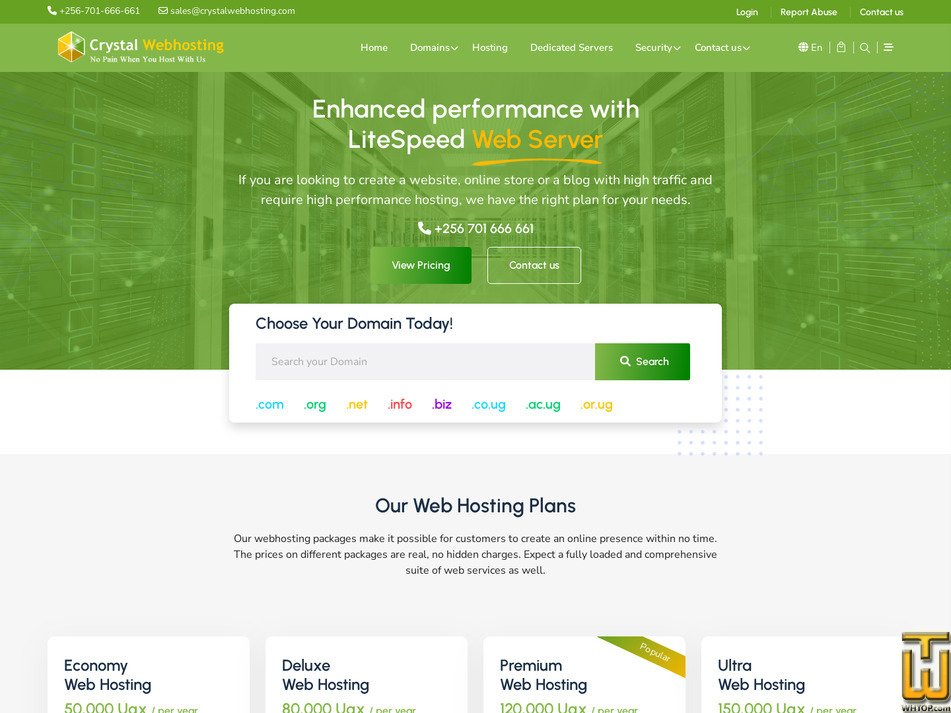 screenshot of Ultra from crystalwebhosting.com