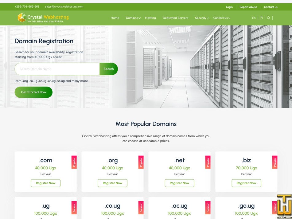 Taken on 21 April, 2026 screenshot of .COM from crystalwebhosting.com