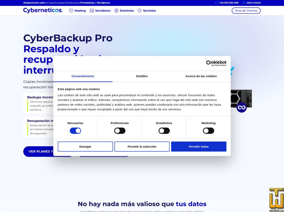Taken on 2 July, 2026 screenshot of CyberBackup Pro Hosting from cyberneticos.com
