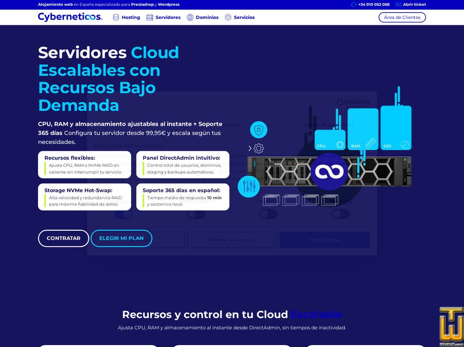 Taken on 2 July, 2026 screenshot of Servidor Cloud Escalable from cyberneticos.com