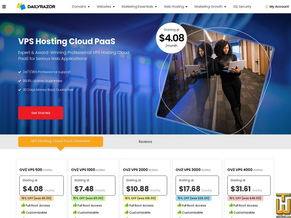 Taken on 12 January, 2026 screenshot of OVZ VPS 3000 from dailyrazor.com